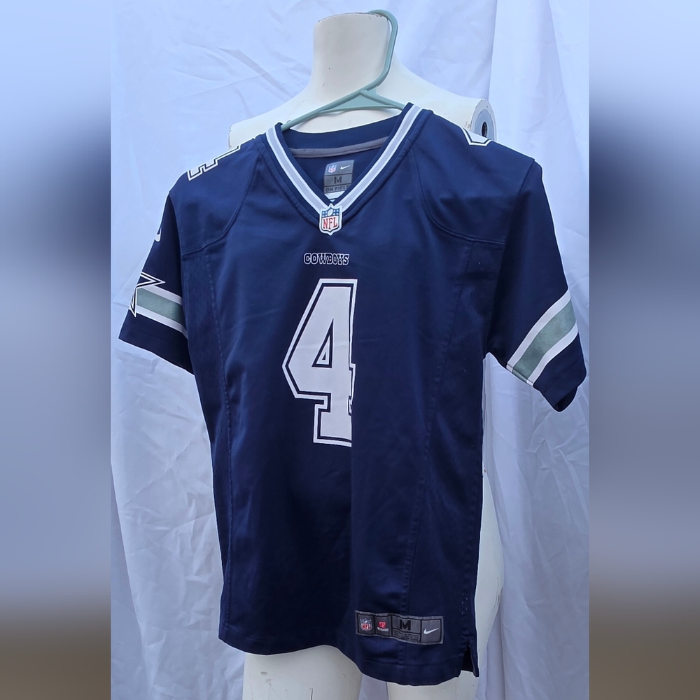 AUTHENTIC boys SZ M NFL NIKE DALLAS COWBOYS PRESCOTT JERSEY